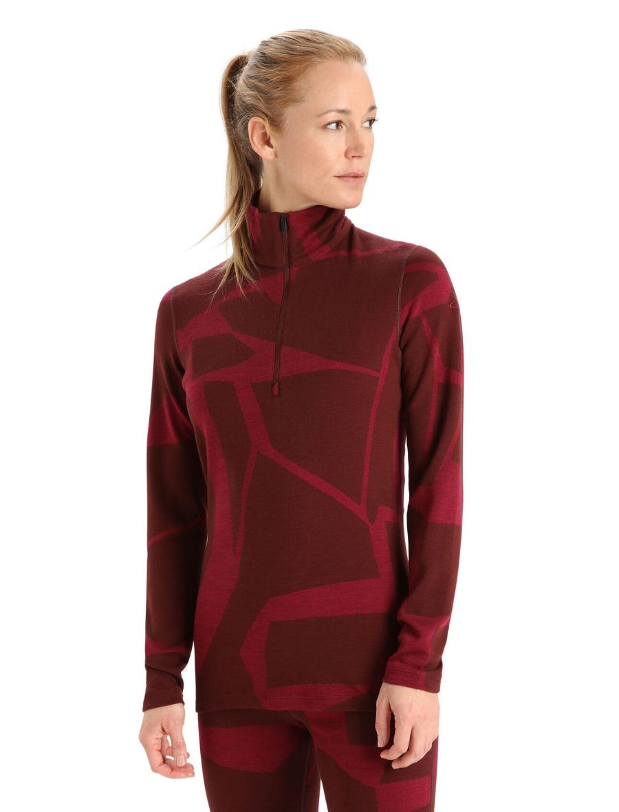 Base Layers Icebreaker Merino 250 Vertex Long Sleeve Half Zip Thermal Top Fractured Landscapes Damskie Różowe | PL 1087XYUF